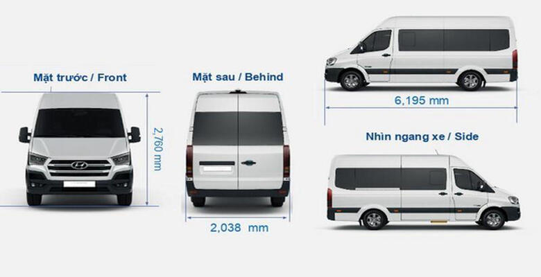 Kích thước xe 16 chỗ các dòng phổ biến nhất trên thị trường